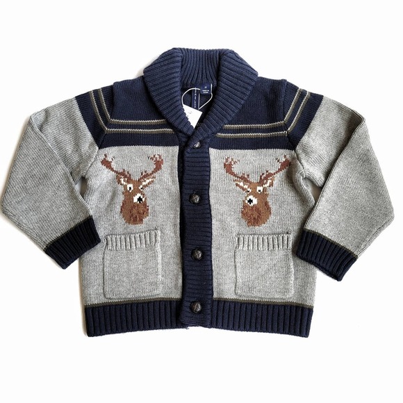 Janie & Jack 2T Deer Sweater Shawl Neck Cardigan NWT - Picture 1 of 4